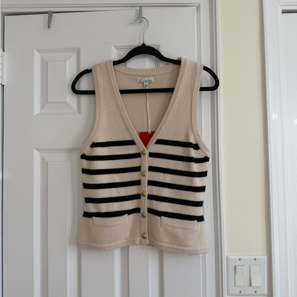 ✨NWT✨ L’Academie by Marianna Calanth Striped cashmere merino wool blend Vest , M - Picture 5 of 9